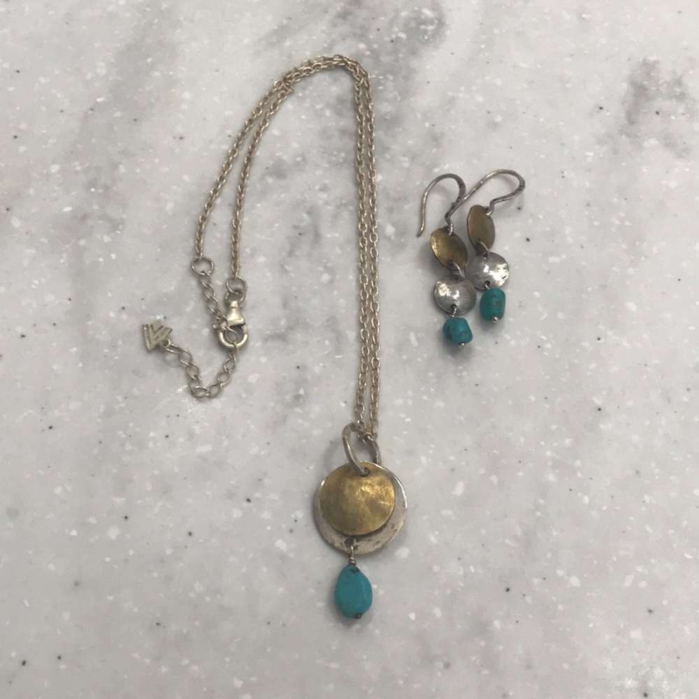 Silpada Silver, Gold & Turquoise Set